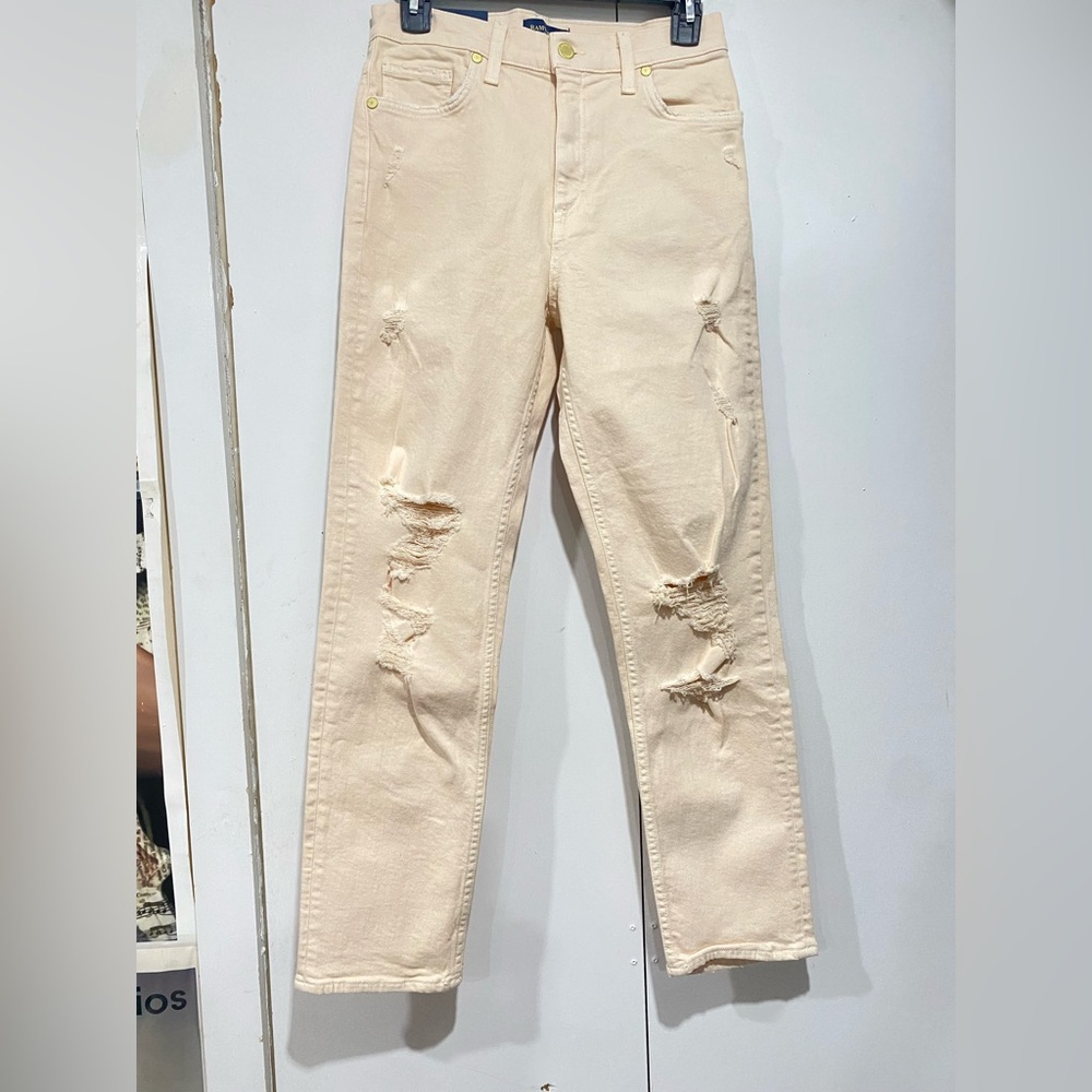 Ramy Brook Cream High-Waist Jeans Womens 27x28” Adriana distressed NWT